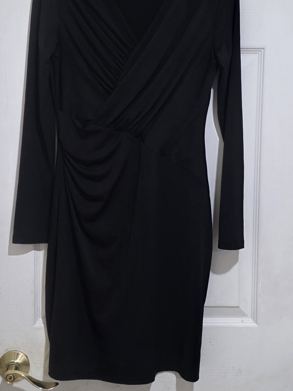 Black Long-Sleeve Wrap-Front Women’s Dress
